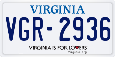 VA license plate VGR2936