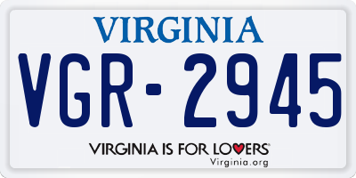 VA license plate VGR2945