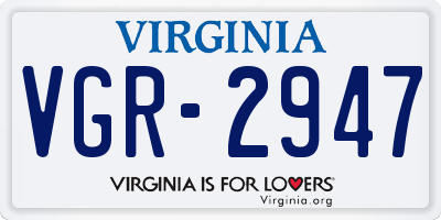 VA license plate VGR2947