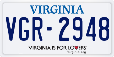 VA license plate VGR2948