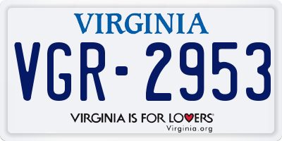VA license plate VGR2953