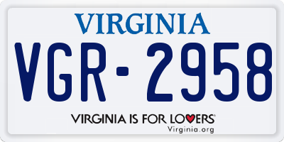 VA license plate VGR2958