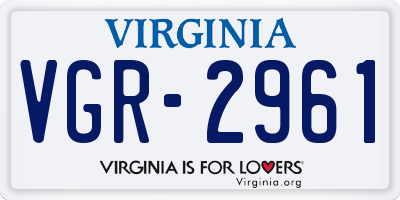 VA license plate VGR2961