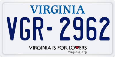 VA license plate VGR2962