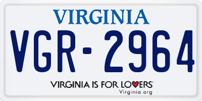 VA license plate VGR2964