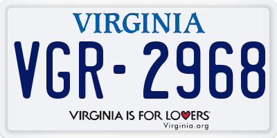 VA license plate VGR2968