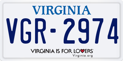 VA license plate VGR2974