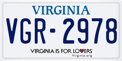 VA license plate VGR2978