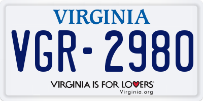 VA license plate VGR2980
