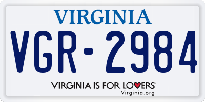 VA license plate VGR2984