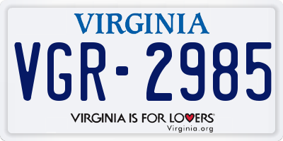 VA license plate VGR2985
