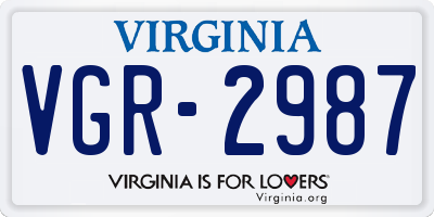 VA license plate VGR2987