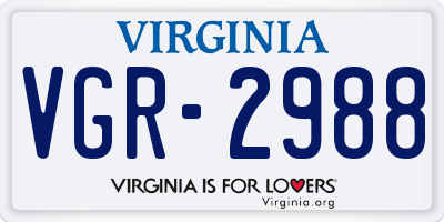 VA license plate VGR2988