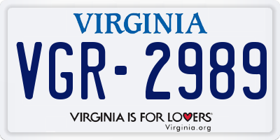 VA license plate VGR2989