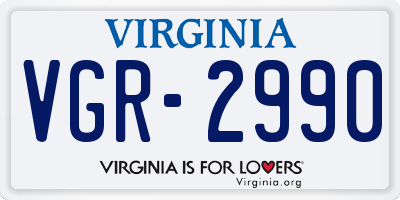 VA license plate VGR2990