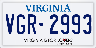 VA license plate VGR2993