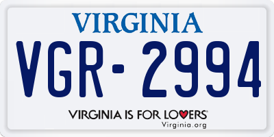 VA license plate VGR2994