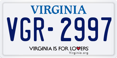 VA license plate VGR2997