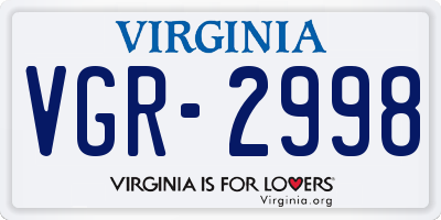 VA license plate VGR2998