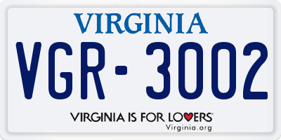 VA license plate VGR3002
