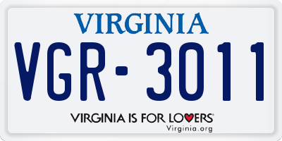 VA license plate VGR3011