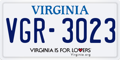 VA license plate VGR3023