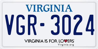 VA license plate VGR3024
