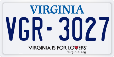 VA license plate VGR3027