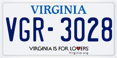 VA license plate VGR3028