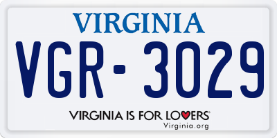 VA license plate VGR3029