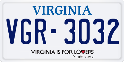 VA license plate VGR3032