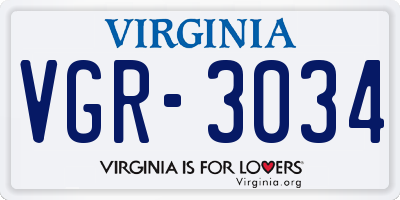 VA license plate VGR3034
