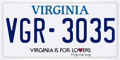 VA license plate VGR3035