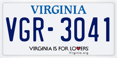 VA license plate VGR3041