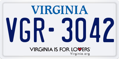 VA license plate VGR3042