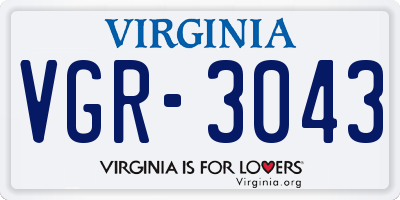 VA license plate VGR3043