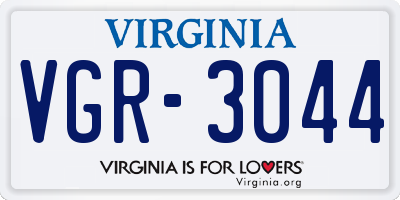 VA license plate VGR3044