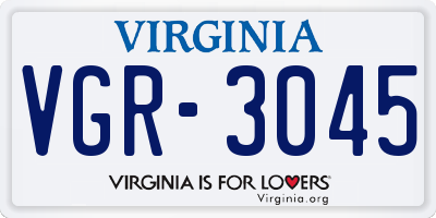 VA license plate VGR3045