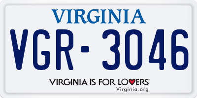 VA license plate VGR3046