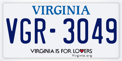 VA license plate VGR3049