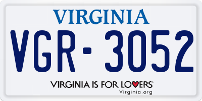 VA license plate VGR3052