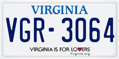 VA license plate VGR3064