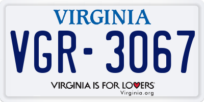 VA license plate VGR3067