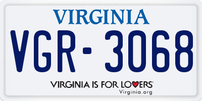 VA license plate VGR3068