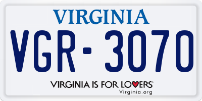 VA license plate VGR3070