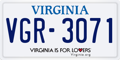 VA license plate VGR3071