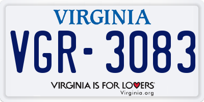 VA license plate VGR3083