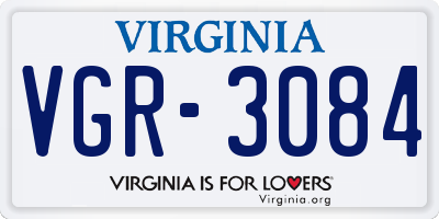 VA license plate VGR3084