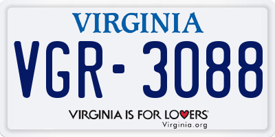 VA license plate VGR3088