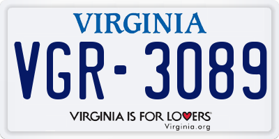 VA license plate VGR3089